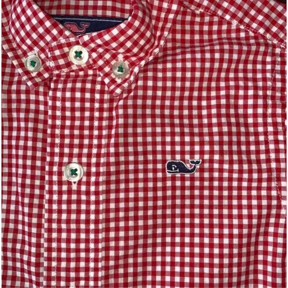 Vineyard Vines Performance Red Gingham Shirt Boys 4T Whale Button Down - Picture 6 of 8
